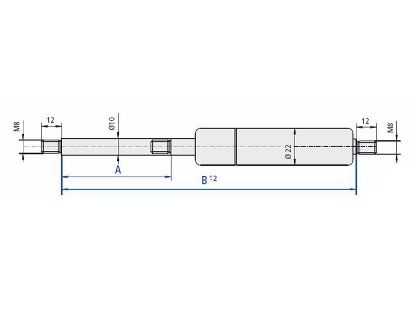 Gas Spring, boot/cargo area B=654 A=300, 150N M8