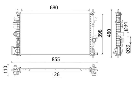 Radiator, engine cooling OPEL INSIGNIA A Sports Tourer (G09)