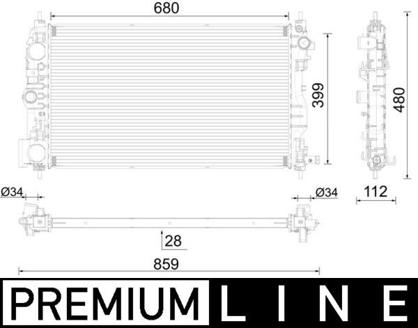 Radiator, engine cooling OPEL ASTRA-J 2.0 GTC