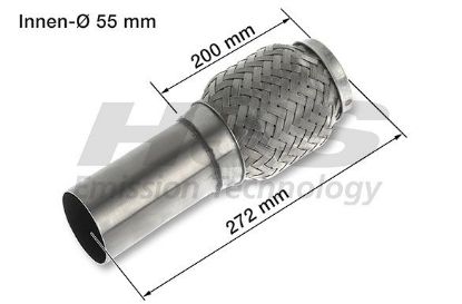 Flexible Pipe, exhaust system 55x272mm keevitatud otsaga