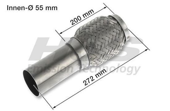 Flexible Pipe, exhaust system 55x272mm keevitatud otsaga