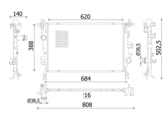 Radiator, engine cooling Fiat 500X