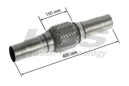 Flexible Pipe, exhaust system 48/50/55x400mm astmega keevitatud otstega