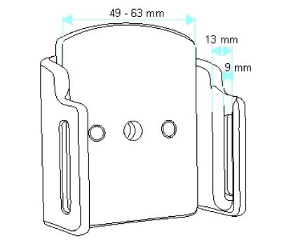 Mobile phone/PDA holder laius 49-63mm, paksus 9-13mm, tilt