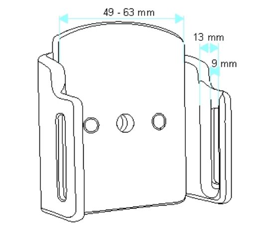 Mobile phone/PDA holder laius 49-63mm, paksus 9-13mm, tilt