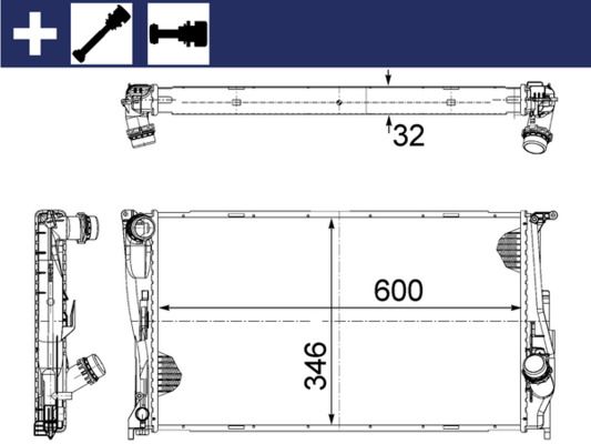 Radiator, engine cooling BMW - 17 11 7 788 903