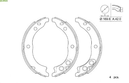 Brake Shoe Set, parking brake PSA, Fiat