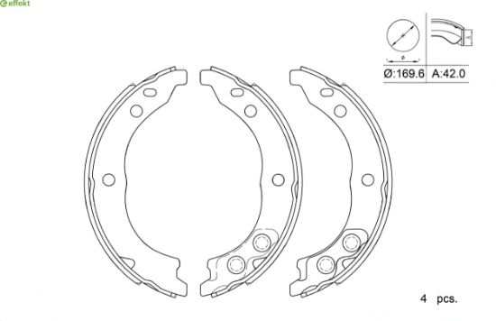 Brake Shoe Set, parking brake PSA, Fiat
