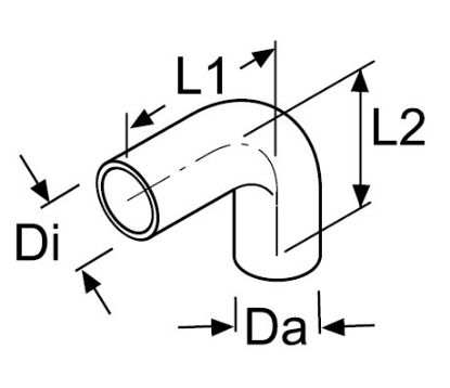 Water connection pipe, auxilliary heater Vormvoolik 90Ć, Di=20, Do=27