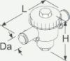 Shut-off valve, pre-heater water filter Sulgurventiil filtriga. Da=38 L=200 H=131 0,5-4bar