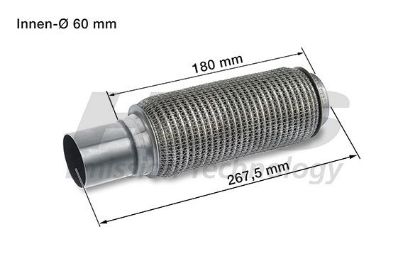Flexible Pipe, exhaust system 60x268mm keevitatud otsaga