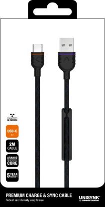 Laadimiskaabel USB TYPE-C, 2m, must, premium tugev