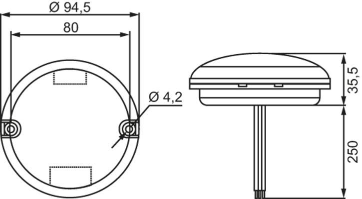 Direction Indicator 10-30V, 95x35mm, 260mm kaabel