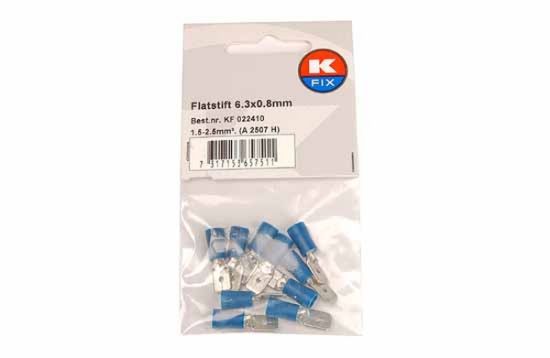 Terminal, electric universal parts plaatpistik 6.3x0.8mm sinine
