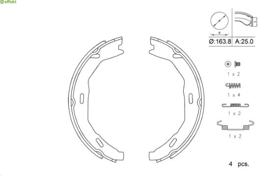 Brake Shoe Set, parking brake MERCEDES-BENZ - 004 420 86 20