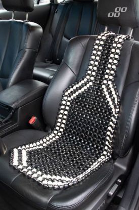Seat Cover puukuulidega, must valge servaga, 128x38cm