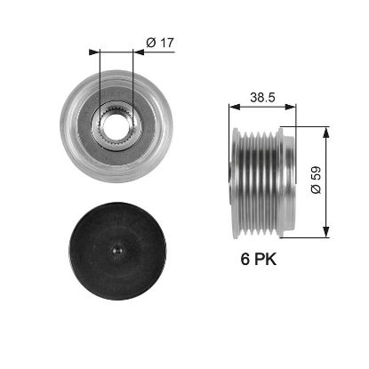 Alternator Freewheel Clutch 3 (BK), 6 (GG)