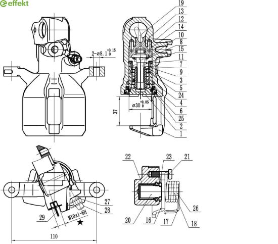 Brake Caliper HONDA - 43018-TAR-G01