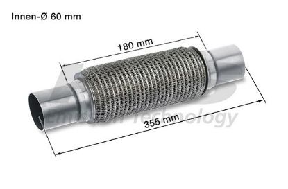 Flexible Pipe, exhaust system 60x355mm soft flex keevitatud otstega