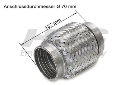 Flexible Pipe, exhaust system 70x137mm tugev sisu