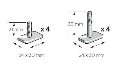 Roof Rack Bar T-soone adapter 24x30 (SnowPack), kompl.