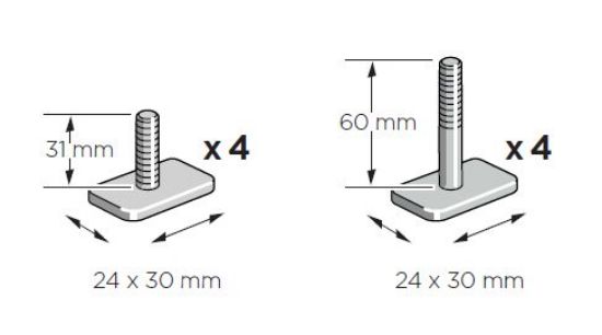 Roof Rack Bar T-soone adapter 24x30 (SnowPack), kompl.