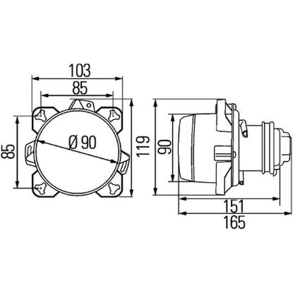 Insert, headlight 90mm Classic DE, 12V pirniga Min tel. kogus 36tk