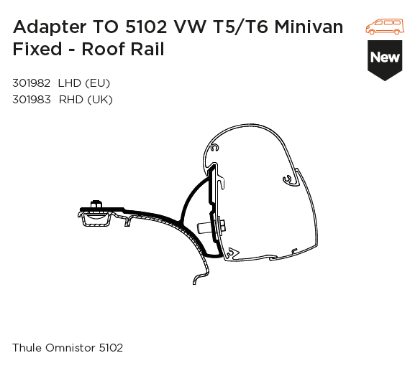 Mounting Set, roof rack 5102 VW T5/T6 Minivan Fixed - Roof Rail (LHD, SWB)