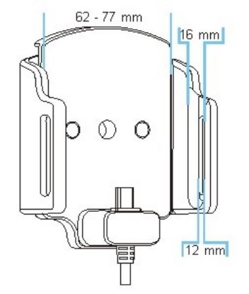 Mobile phone/PDA holder laius 62-77mm, paksus 12-16mm, USB-C