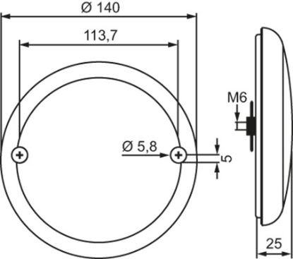 Rear Fog Light 10-30V, 140x25mm, 2000mm kaabel, ADR