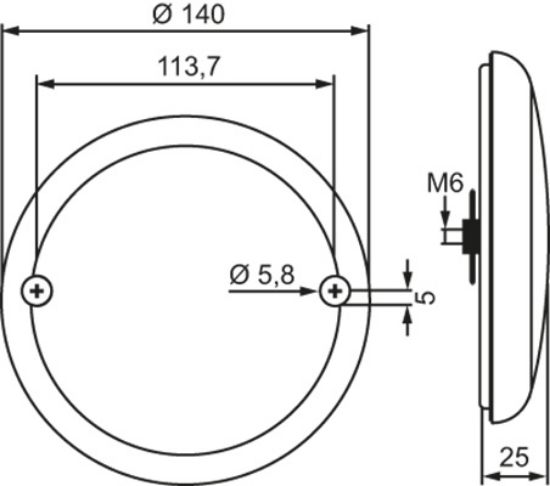 Rear Fog Light 10-30V, 140x25mm, 2000mm kaabel, ADR
