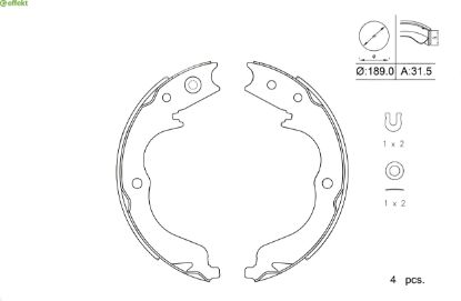 Brake Shoe Set, parking brake PSA, Mitsubishi
