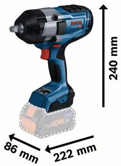 Electrical Tool Set (rechargeable) GDS 18V-1000 (solo; L), 350 / 650 / 1050 Nm, 1/2"