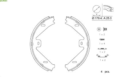 Brake Shoe Set, parking brake MERCEDES