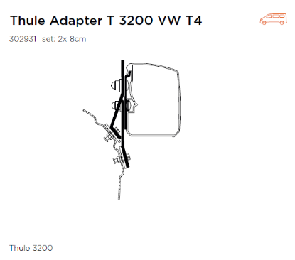 Mounting Set, roof rack Adapter TO 3200 - VW T4 Mounting Set, roof rack Adapter TO 3200 - VW T4