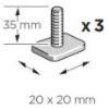 Extension Set, trailer hitch bike carrier T-soone adapter 20x20 (532), kompl.