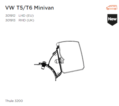 Mounting Set, roof rack TO 3200 kinnitus VW T5/T6 Minivan