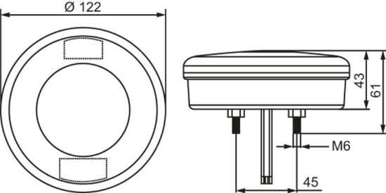 Rear Fog Light 10-30v, 122x43mm, 260mm kaabel