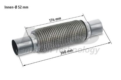 Flexible Pipe, exhaust system 52x340mm soft flex keevitatud otstega