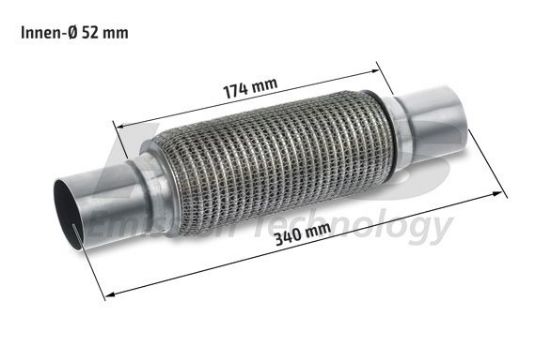 Flexible Pipe, exhaust system 52x340mm soft flex keevitatud otstega