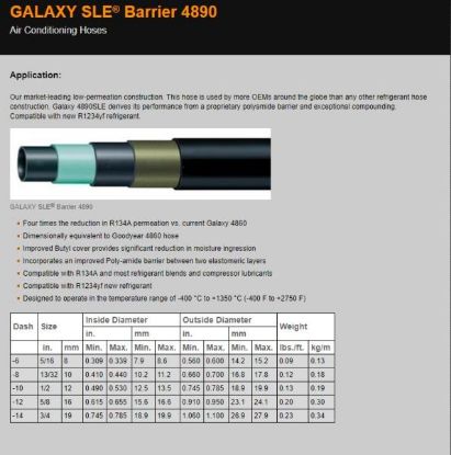 Gasket, coolant pipe kond.voolik -10(1/2) 4890 õhukese seinaga 1m