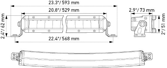 Spotlight 20" ECE ref. 45, 3910lm, 12/24V 529mm kumer