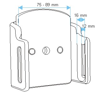 Mobile phone/PDA holder laius 75-89mm, paksus 12-16mm