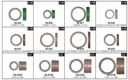 Gasket, coolant pipe A/C topelt O-rõngaste komplekt 12 erinevat 108tk