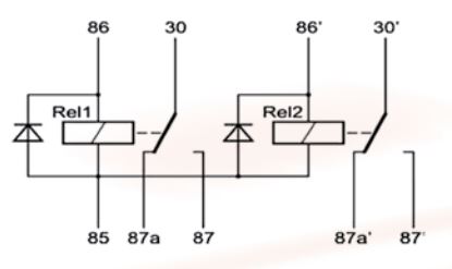 Relay, main current Kahe kontuuriga dioodiga 2x10 A