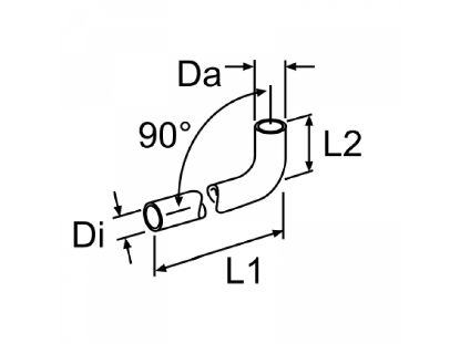 Water connection pipe, auxilliary heater vormvoolik 90 kraadi 18mm 0,5m