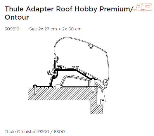 Mounting Set, roof rack Adapter Roof Hobby Premium / Ontour