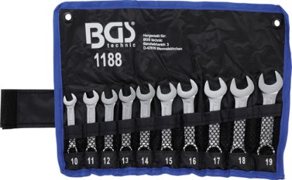 Spanner Set, ring/open ended 10-piece Combination Spanner Set, Stubby Type, 10-