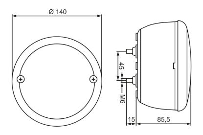 Rear Fog Light 10-30V, 140x100mm,