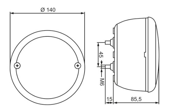 Rear Fog Light 10-30V, 140x100mm,
